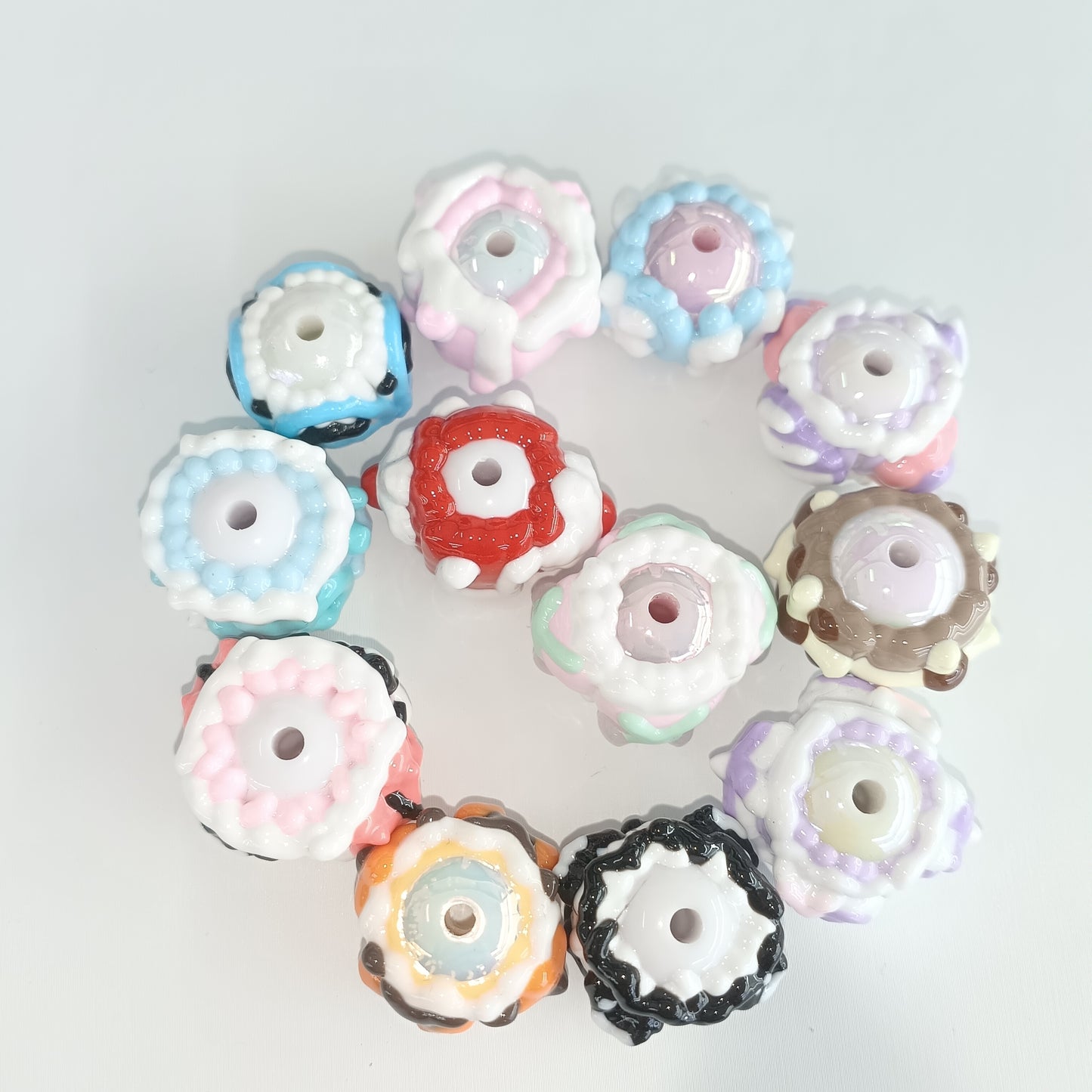 New hand-painted beads heavy oil cream wind mixed acrylic diy mobile phone chain key chain beaded accessories material 5$15