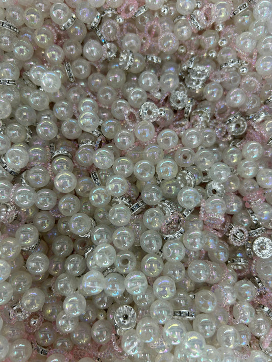 Mixed Colors Cracked Acrylic Spacer Beads Loose Beads For Jewelry Making DIY Beadable Pen Bracelet Accessories