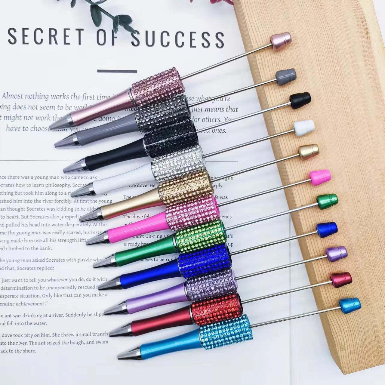 Diamond Bead Pen Wholesale Creative DIY Handmade Sticker Set Diamond Beaded Ballpoint Pens Advertising Gift Pen