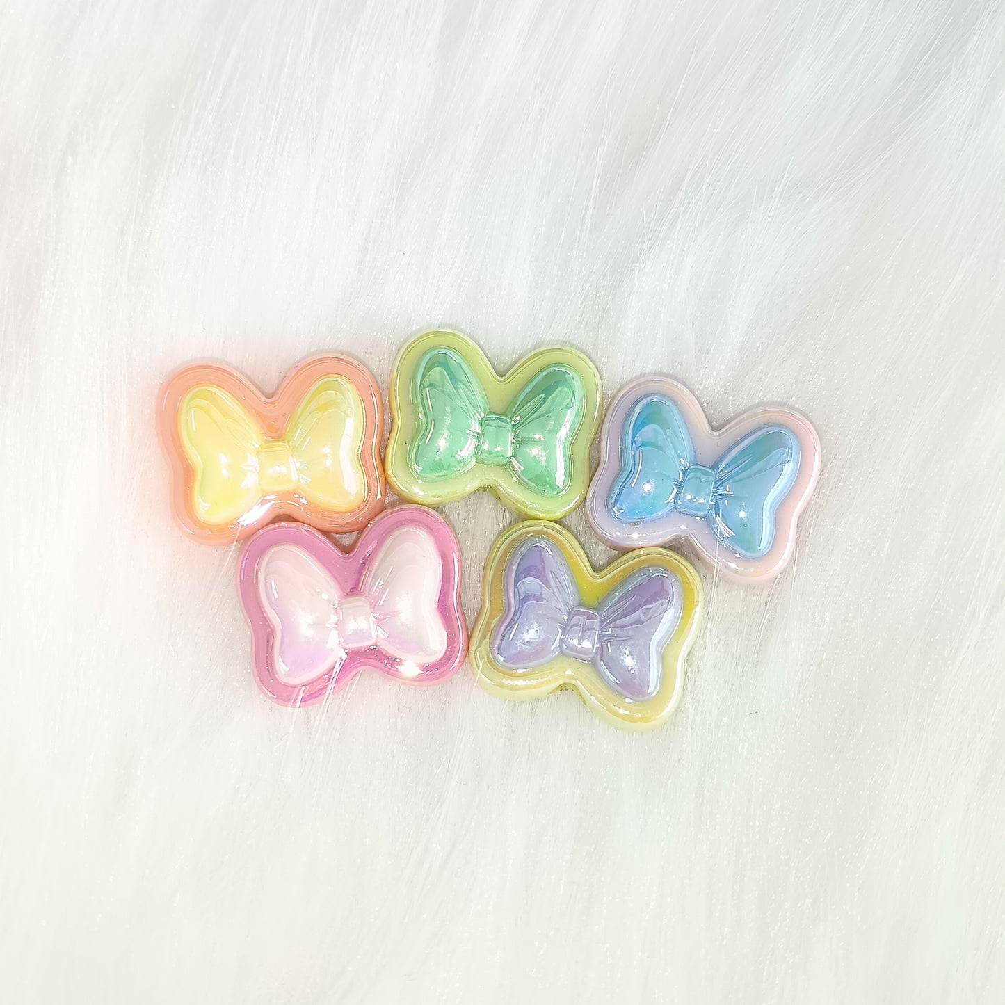 Acrylic two-color drip UV coated bow loose bead cross hole DIY bracelet car hanging mobile phone chain beaded accessories $5 20
