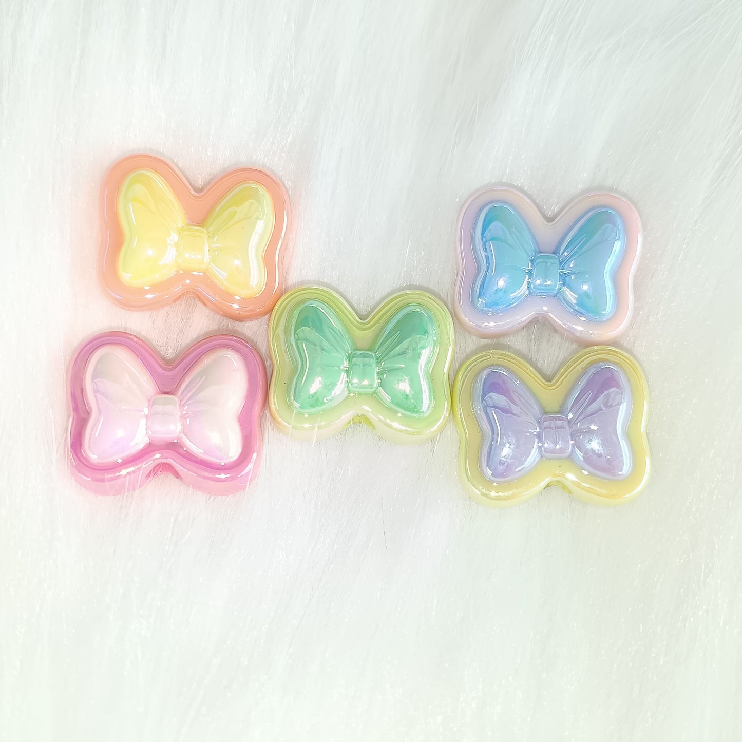 Acrylic two-color drip UV coated bow loose bead cross hole DIY bracelet car hanging mobile phone chain beaded accessories $5 20