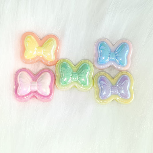 Acrylic two-color drip UV coated bow loose bead cross hole DIY bracelet car hanging mobile phone chain beaded accessories $5 20